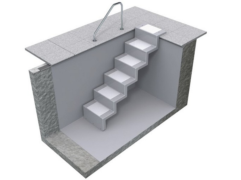 REKU Polyestertreppe Eleganz 60 U lang Granit Sand