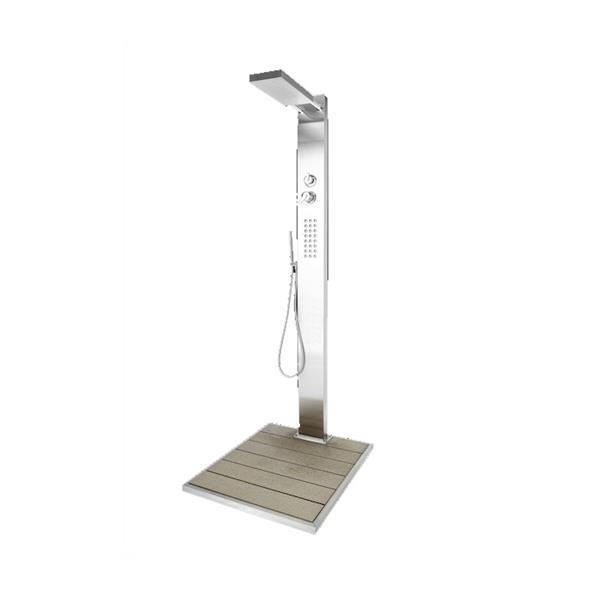 Ideal Eichenwald IDEAL Dusche Elba WPC Edelstahl Gartendusche Kalt- & Warmwasser