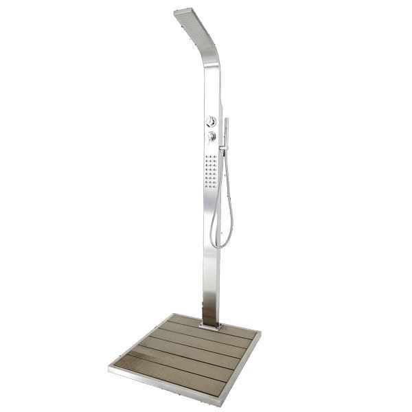 Ideal Eichenwald IDEAL Dusche Helena WPC Edelstahl Gartendusche Kalt- & Warmwasser