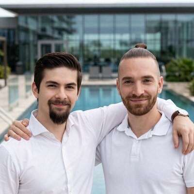 Der aktuelle Geschäftsführer Robin Burfeind mit seinem Bruder Marvin Burfeind.