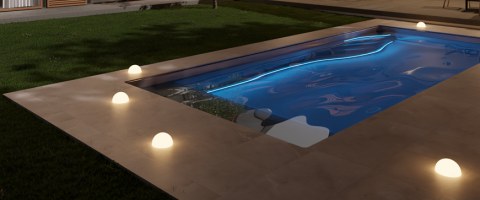 Waterrows Graphen-Keramik Designer-Pool bei Abendd&auml;mmerung