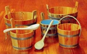 Fußwanne Lärche blau + geflammt