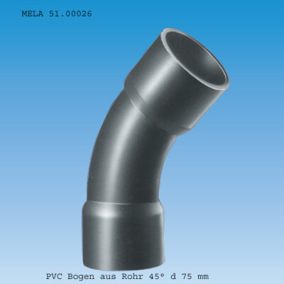 PVC Bogen 45° Klebemuffe Ø 75 mm