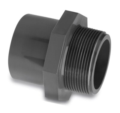 PVC Übergangsmuffe 40/50 mm x 1" AG (Klebemuffe Innen/Außen x Gewinde)
