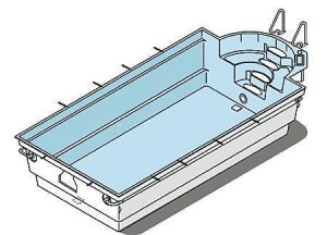 Swim-tec 900 Polyester Becken 9,10 m x 3,70 m x 1,50 m. 50,51 m³ Schwimmbecken weiß