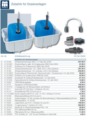 Swim-Tec Schlauchdosierpumpe Seko 1,5 l, blau ( bis 2003) für DOS CL 2 und SL 3