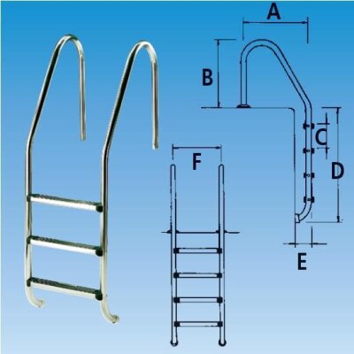 Einbauleiter Edelstahl 5-stufig weiter Holm Schwimmbad Leiter