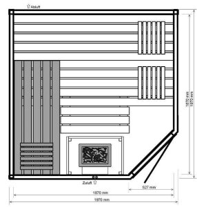 Saunatop Sauna Karat 58 mm Ecksauna (5-Eck) Eckpfosten Blockbohlensauna EXTRASTARK