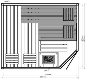Saunatop Sauna Karat 58 mm Ecksauna (5-Eck) Eckpfosten Blockbohlensauna EXTRASTARK
