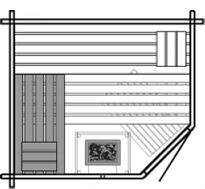 Saunatop Sauna Karat 58 mm Überstand (5-Eck) Eckeinstieg Blockbohlensauna EXTRASTARK
