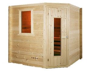 Saunatop Sauna Karat 58 mm Überstand (5-Eck) Eckeinstieg Blockbohlensauna EXTRASTARK