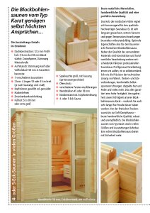 Saunatop Sauna Karat 58 mm Überstand Blockbohlensauna EXTRASTARK