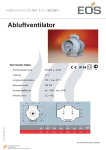 EOS Abluftventilator für Dampfgeneratoren