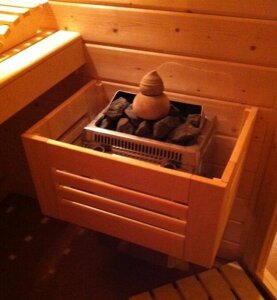 NEW Sauna Ofenschutzgitter Abachi/Fichte L-Form B x T 62...