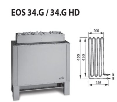 EOS  Heizstab 1500 Watt für Saunaöfen Typ 34.G bis 2004 Sauna