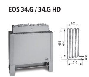 EOS  Heizstab 1500 Watt für Saunaöfen Typ 34.G...