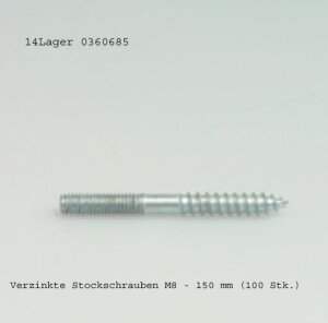 Verzinkte Stockschrauben M8 - 150 mm
