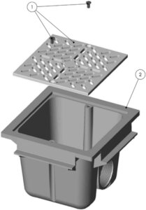 Astralpool ABS Bodenablauf rechteckig 210 x 210mm für Beton- Fliesenbecken
