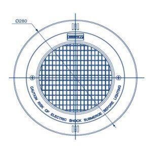 Standard Schwimmbadscheinwerfer 300W 12V mit V4A Blende für Beton und Folienbecken