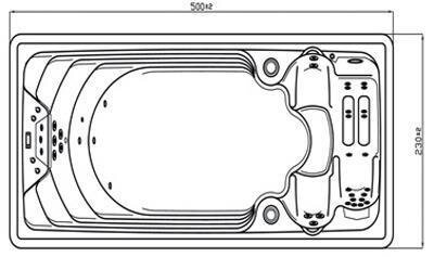Swim Spa Mediterranea ohne Verkleidung + Jets aus Edelstahl + LumiPlus + Abdeckung