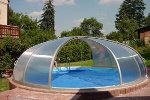 Vöroka Schwimmbad Überdachung RUNDHALLE 8 mm Polycarbonat Doppelstegplatte