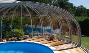 Vöroka Schwimmbad Überdachung RUNDHALLE 8 mm Polycarbonat Doppelstegplatte