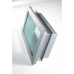 Unterwasser Fenster 1090 x 690 mm V4A-Edelstahl Betonbecken mit Fliesenaufbau