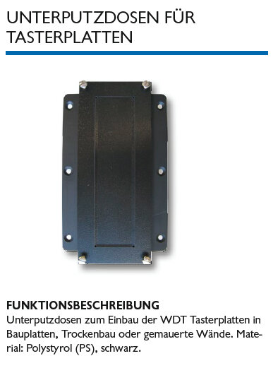 WDT Tastergehäuse 1fach Unterputzgehäuse