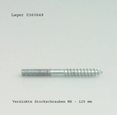 Verzinkte Stockschrauben M8 - 125 mm