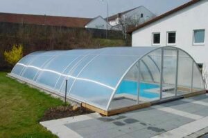 VÖROKA SELECT Schwimmbad Überdachung B: 5,50m x L: bis 10,70m H: ca. 1,45m (Außenmaße)