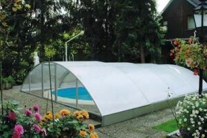 VÖROKA SELECT Schwimmbad Überdachung B: 5,50m x L: bis 10,70m H: ca. 1,45m (Außenmaße)