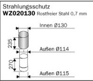 Harvia Ofenrohr Strahlungsshutz Edelstahl