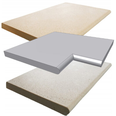 Beckenrandstein Sparta Ecke, 90º hinterkant R vorne 135 mm.