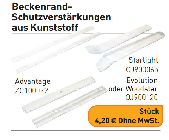 Walter Piscine WALU Eve weiße Beckenrand Schutzverstärkungen (5,44 € pro 1 m)