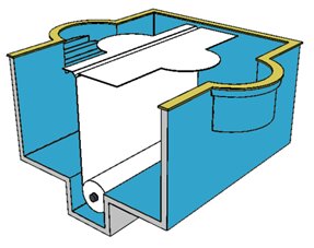 T&A  AquaTop Unterflur-Abdeckung mit Rohrmotor und Fernbedienung inkl Lamellen