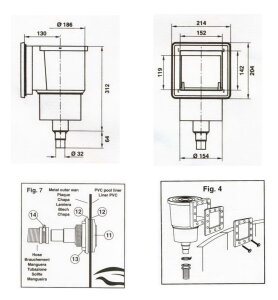 Astral ABS Mini Skimmer Set mit Einlaufdüse für Folienbecken