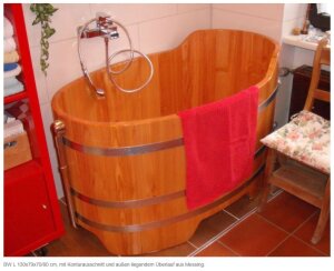 Holzbadewanne Lärche 164 cm x140 cm