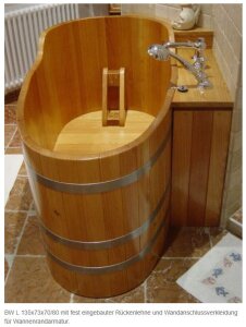 Holzbadewanne Lärche 164 cm x140 cm