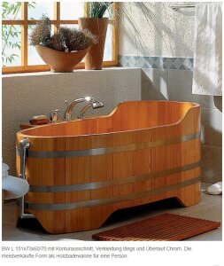 Holzbadewanne Lärche 164 cm x140 cm