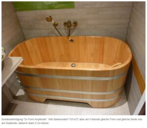 Holzbadewanne Lärche 164 cm x140 cm