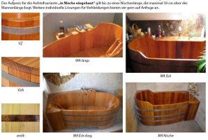 Holzbadewanne Lärche 164 cm x140 cm