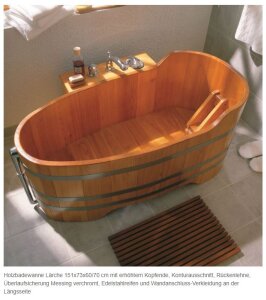 Holzbadewanne Lärche 164 cm x140 cm