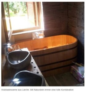 Holzbadewanne Lärche 164 cm x140 cm