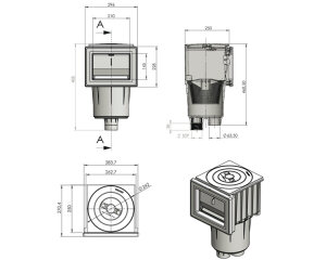 Astral extra kurzer Skimmer SPS 250