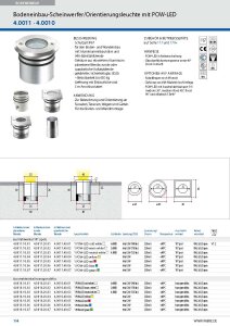 Wibre Bank/ Bodeneinbau-Scheinwerfer/Orientierungsleuchte mit POW-LED planebene Blende