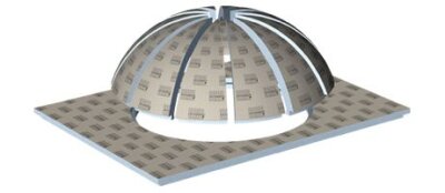 LUX ELEMENTS® CONCEPT-DACH Typ DOM+Flat rechteckig 3300 x 1900 mm Außenmaß Kuppeldurchmesser 1800 mm Höhe 300 mm Materialstärke 50 mm Lieferung mehrteilig