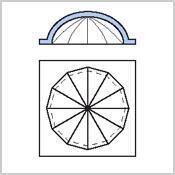 LUX ELEMENTS® CONCEPT-DACH Typ DOM+Flat rechteckig 3300 x 1900 mm Außenmaß Kuppeldurchmesser 1800 mm Höhe 300 mm Materialstärke 50 mm Lieferung mehrteilig