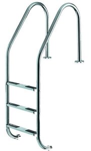Einbauleiter Edelstahl 2 -stufig weiter Holm Schwimmbad Leiter Standard