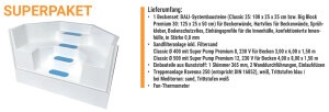 BALI Rechteckbecken Set Superpaket mit Treppenanlage Ravenna 250
