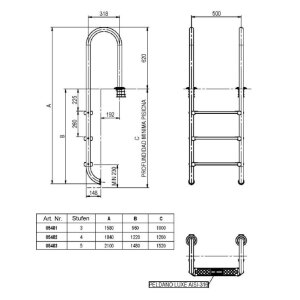 Astral Einbauleiter Deluxe V4A enge Holmausladung